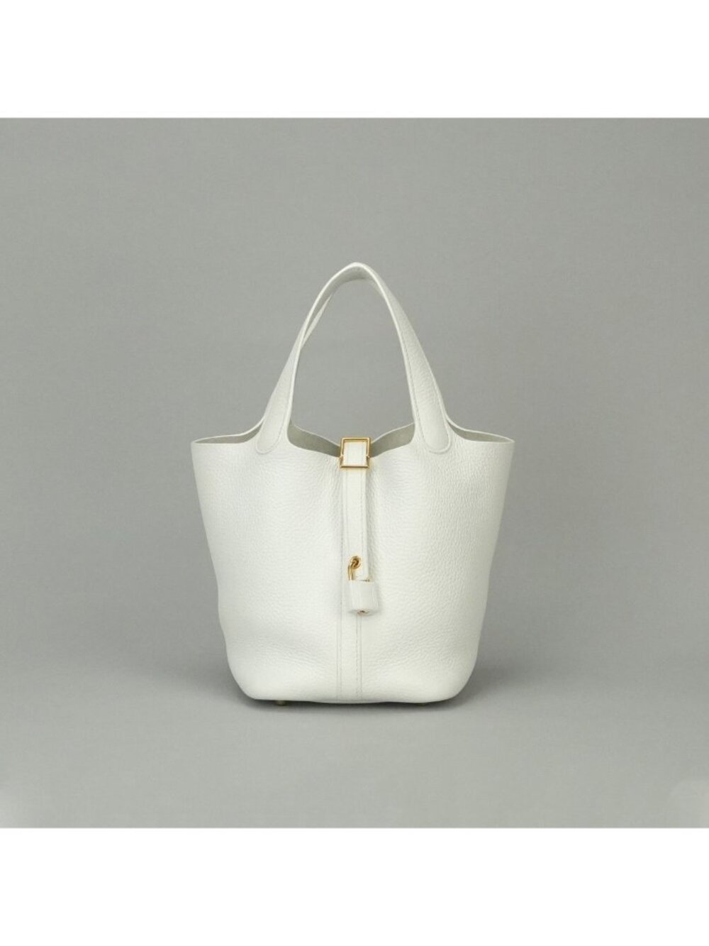 Hermes Picotin Lock PM 18 PM Tote Bag Taurillon Clemence White Gold